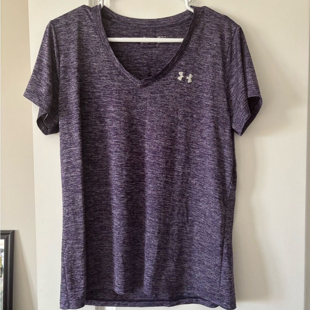 Under Armour Women's Heathered Purple V-Neck Tee